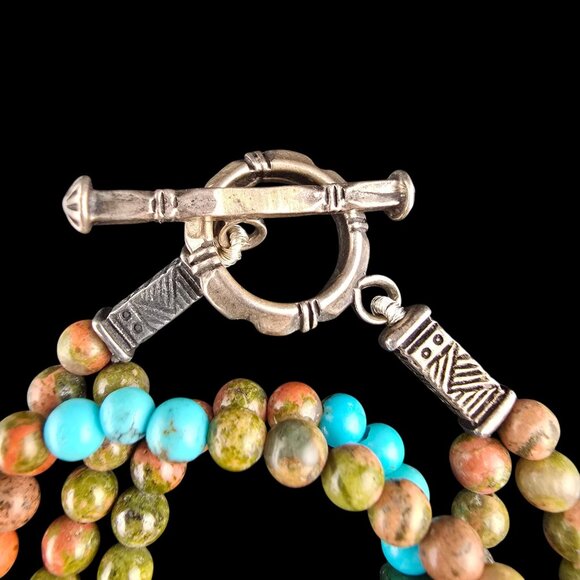 Multi-Strand Beaded Necklace With Heart Accents Easter Spring Boho - Picture 8 of 9